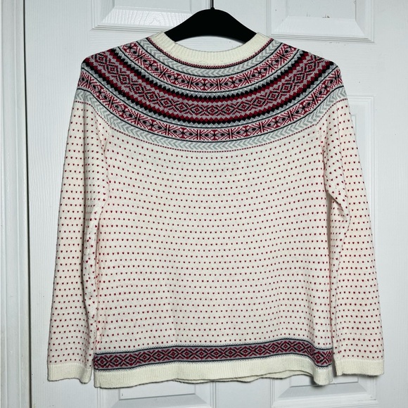 Talbots  Cream Women’s Knit Sweater Fair lsle Raglan Sleeve Sz Sp - Picture 3 of 9